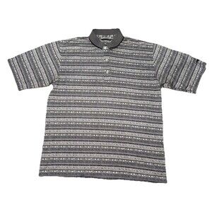 Slazenger Polo Shirt Men’s Large Vintage Gray Aztec Stripe Golf Casual Preowned